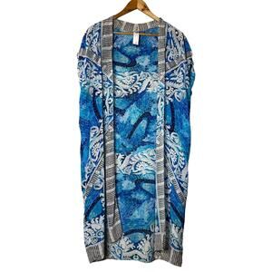 Gottex Swimsuit Beach Cover‎ Up Felicity Size S 100% Silk Blue Longline